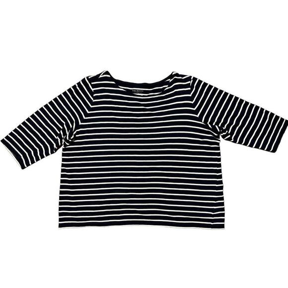 Talbots Nautical Sweater Tunic. Scoop Neck, Striped, 3/4 Sleeve, Navy/White, 2X - Picture 2 of 8